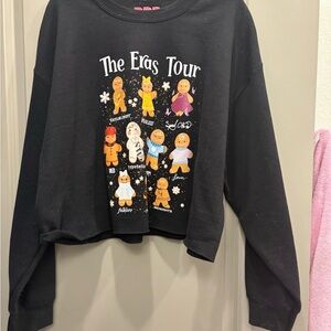 One-Size The Eras Tour Gingerbread-Themed Black Cropped Sweatshirt